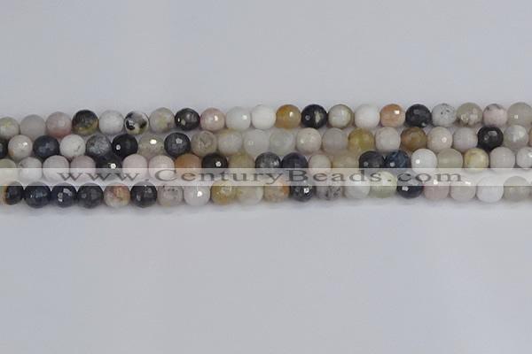 CAG9897 15.5 inches 6mm faceted round parrel dendrite agate beads