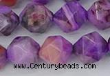 CAG9948 15.5 inches 12mm faceted nuggets purple crazy lace agate beads