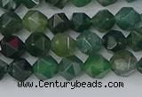 CAG9969 15.5 inches 6mm faceted nuggets moss agate beads