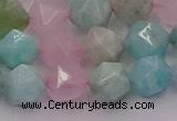 CAM1444 15.5 inches 12mm faceted nuggets amazonite & rose quartz beads