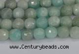 CAM1450 15.5 inches 4mm faceted round amazonite gemstone beads