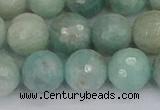 CAM1454 15.5 inches 12mm faceted round amazonite gemstone beads