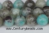 CAM1482 15.5 inches 8mm round Madagascar black amazonite beads