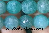 CAM1663 15.5 inches 10mm faceted round Russian amazonite beads