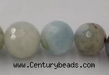 CAQ360 15.5 inches 7mm - 18mm faceted round natural aquamarine beads