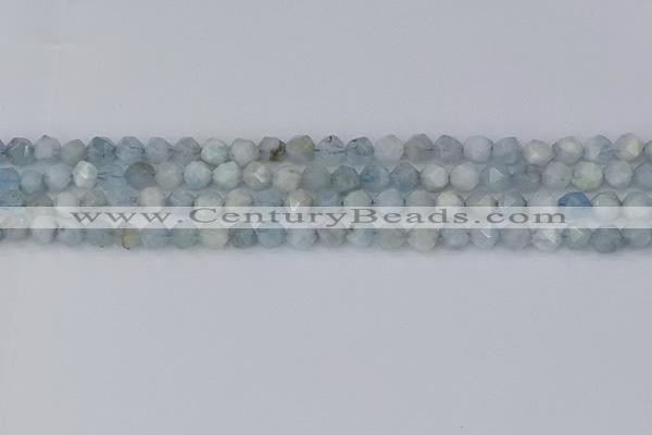 CAQ831 15.5 inches 6mm faceted nuggets aquamarine beads