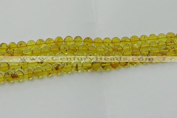 CAR522 15.5 inches 7mm - 8mm round natural amber beads wholesale