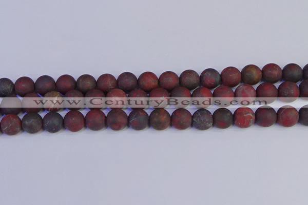 CBD364 15.5 inches 12mm round matte poppy jasper beads wholesale