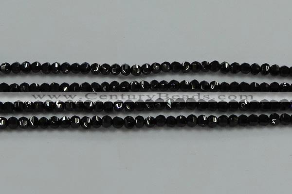 CBS528 15.5 inches 2.5*4mm lantern-shaped natural black spinel beads