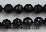 CBS557 15.5 inches 8mm faceted round AA grade black spinel beads