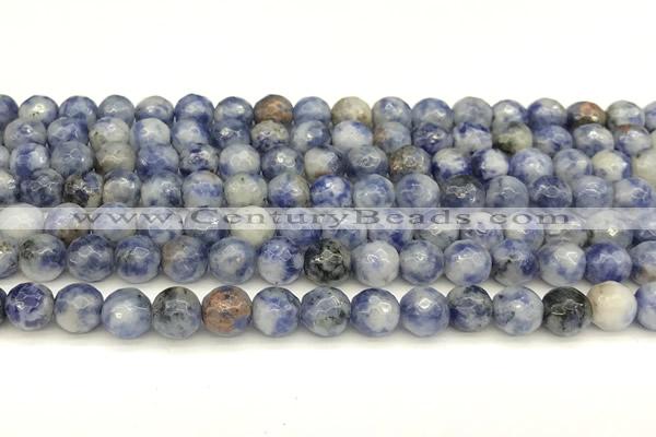 CBS611 15 inches 6mm faceted round blue spot stone beads