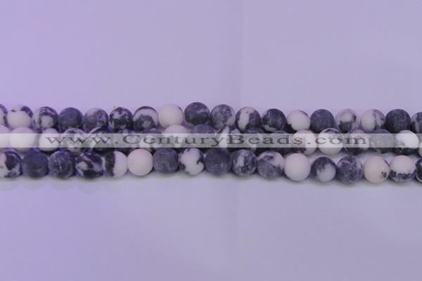 CBW152 15.5 inches 8mm round matte black & white jasper beads