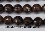 CBZ96 15.5 inches 12mm faceted round bronzite gemstone beads