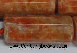 CCA472 15.5 inches 16*40mm faceted tube orange calcite gemstone beads