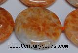 CCA479 15.5 inches 35mm flat round orange calcite gemstone beads