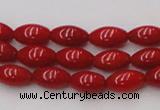 CCB135 15.5 inches 5*8mm rice red coral beads strand wholesale