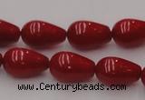 CCB144 15.5 inches 7*11mm teardrop red coral beads wholesale