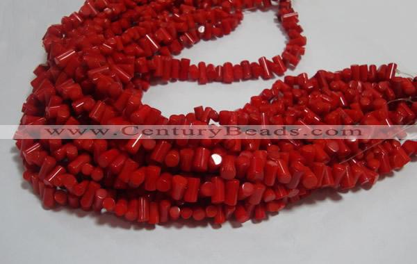 CCB53 15.5 inches 6*9mm column red coral beads Wholesale