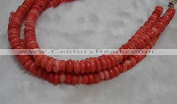 CCB80 15.5 inches 5*9mm roundel pale red coral beads Wholesale