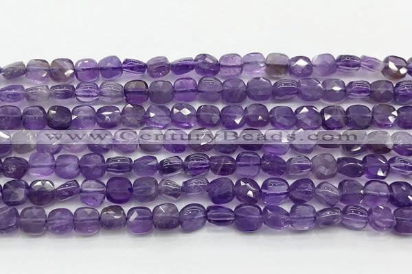 CCB900 15.5 inches 6*6mm faceted square amethyst beads