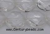 CCC509 15.5 inches 22mm faceted coin natural white crystal beads