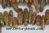 CCH342 15.5 inches 5*20mm New unakite chips gemstone beads wholesale