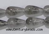 CCQ104 15.5 inches 10*20mm teardrop cloudy quartz beads wholesale