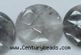 CCQ140 15.5 inches 35mm faceted coin cloudy quartz beads wholesale