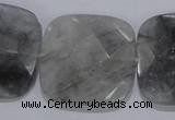 CCQ201 15.5 inches 30*30mm faceted square cloudy quartz beads