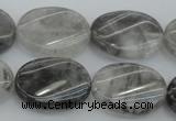 CCQ251 15.5 inches 18*25mm twisted oval cloudy quartz beads wholesale