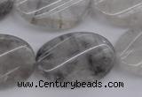 CCQ252 15.5 inches 20*30mm twisted oval cloudy quartz beads wholesale