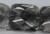 CCQ264 15.5 inches 35*35mm faceted square cloudy quartz beads