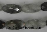 CCQ350 15.5 inches 12*22mm faceted rice cloudy quartz beads wholesale