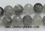 CCQ61 15.5 inches 12mm faceted round cloudy quartz beads wholesale