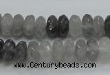 CCQ75 15.5 inches 6*12mm faceted rondelle cloudy quartz beads wholesale