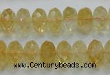 CCR11 15.5 inches 8*14mm faceted rondelle natural citrine gemstone beads