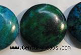 CCS679 15.5 inches 30mm flat round dyed chrysocolla gemstone beads