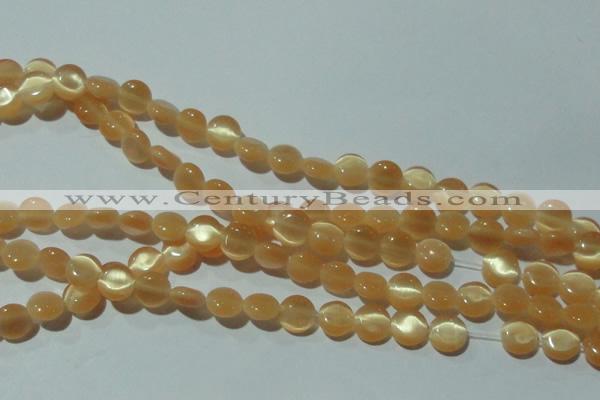 CCT456 15 inches 6mm flat round cats eye beads wholesale