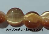 CCT517 15 inches 10mm flat round cats eye beads wholesale