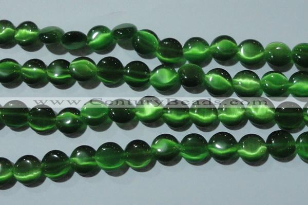 CCT523 15 inches 10mm flat round cats eye beads wholesale