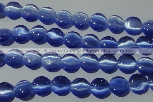 CCT579 15 inches 14mm flat round cats eye beads wholesale