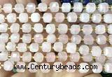 CCU1351 15 inches 6mm - 7mm faceted cube rose quartz beads