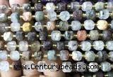 CCU1359 15 inches 6mm - 7mm faceted cube green phantom quartz beads