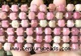 CCU1373 15 inches 6mm - 7mm faceted cube pink wooden jasper beads