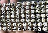 CCU1380 15 inches 6mm - 7mm faceted cube dalmatian jasper beads