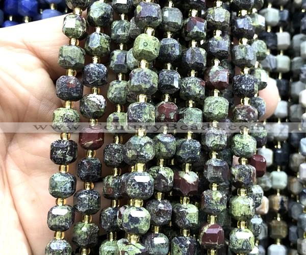 CCU1383 15 inches 6mm - 7mm faceted cube dragon blood jasper beads