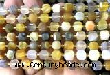 CCU1393 15 inches 6mm - 7mm faceted cube yellow Botswana agate beads