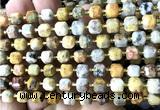 CCU1396 15 inches 6mm - 7mm faceted cube yellow crazy lace agate beads