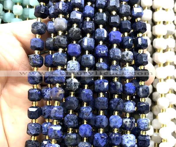 CCU1403 15 inches 6mm - 7mm faceted cube dumortierite beads