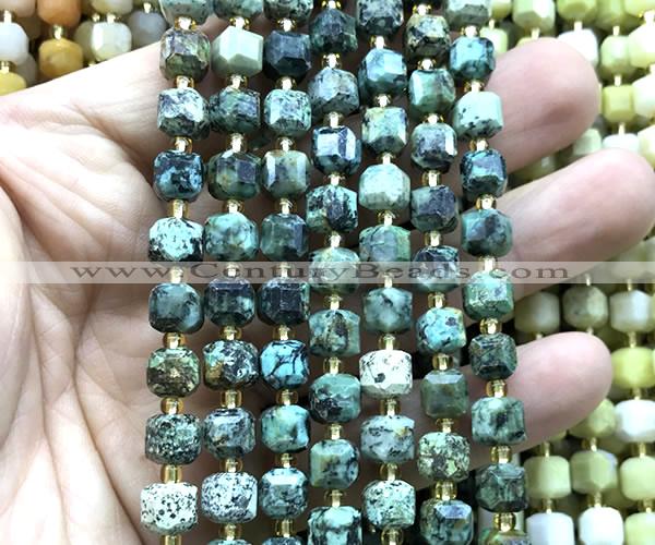 CCU1432 15 inches 6mm - 7mm faceted cube African turquoise beads